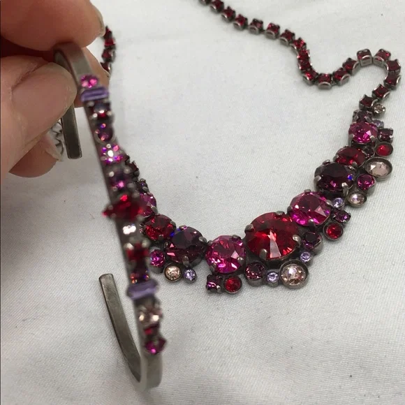 Sorrelli Ruby Red Swarovski Crystal Necklace Matching Bracelet ✅Offers W… Women